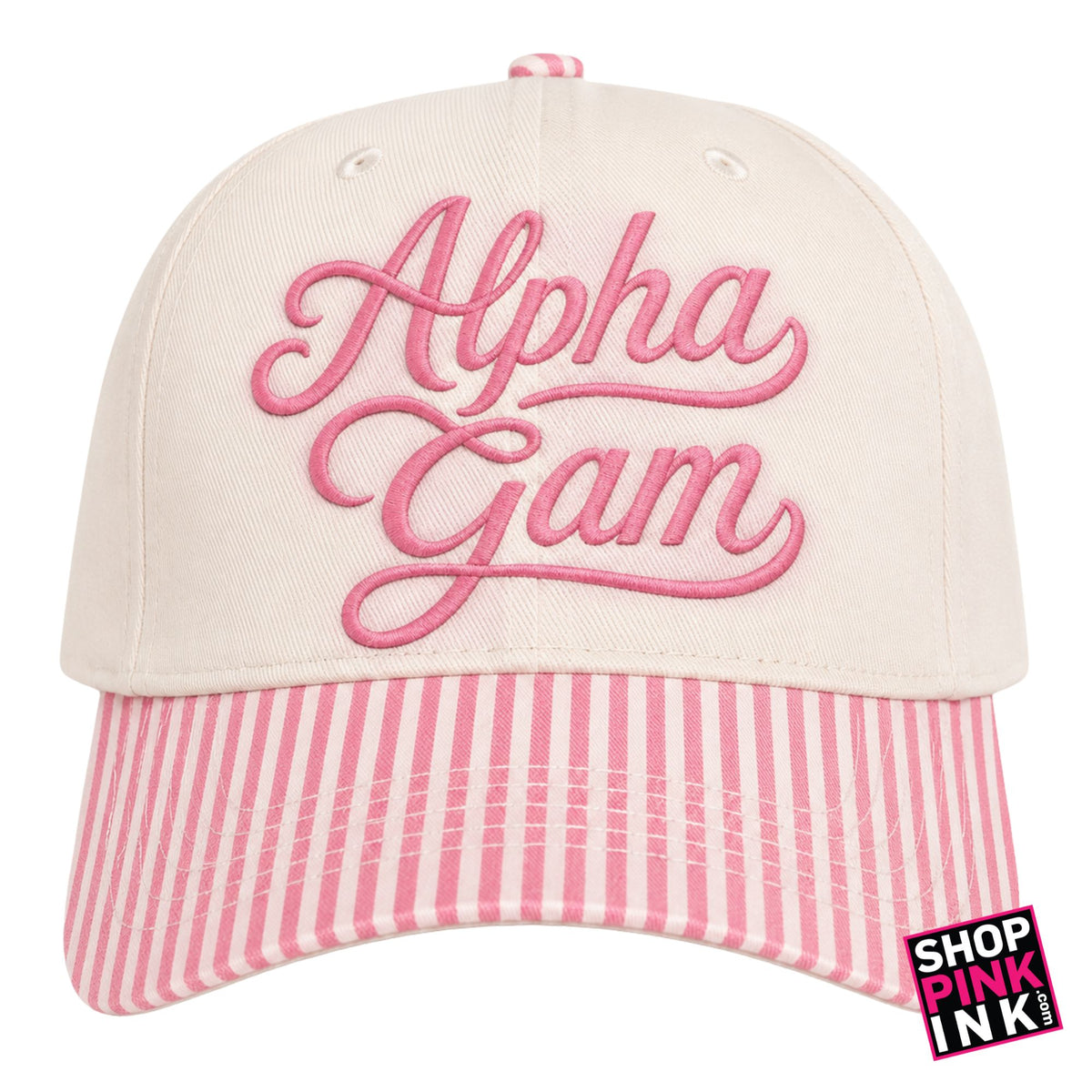 Alpha Gamma Delta - Pink Stripes Hat - 26713