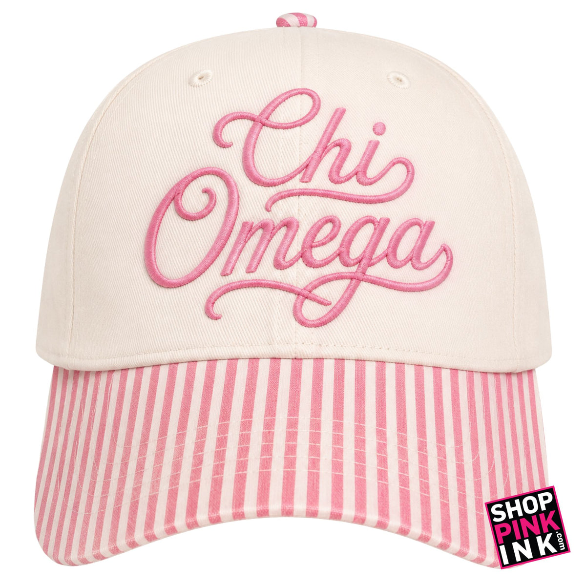 Chi Omega - Pink Stripes Hat - 26713