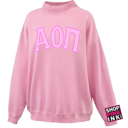 Alpha Omicron Pi - Pink Dotty Mockneck - 26799