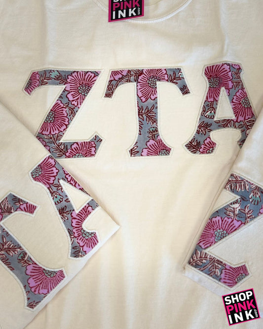Zeta Tau Alpha - Lettered Shirt - Painted Petal