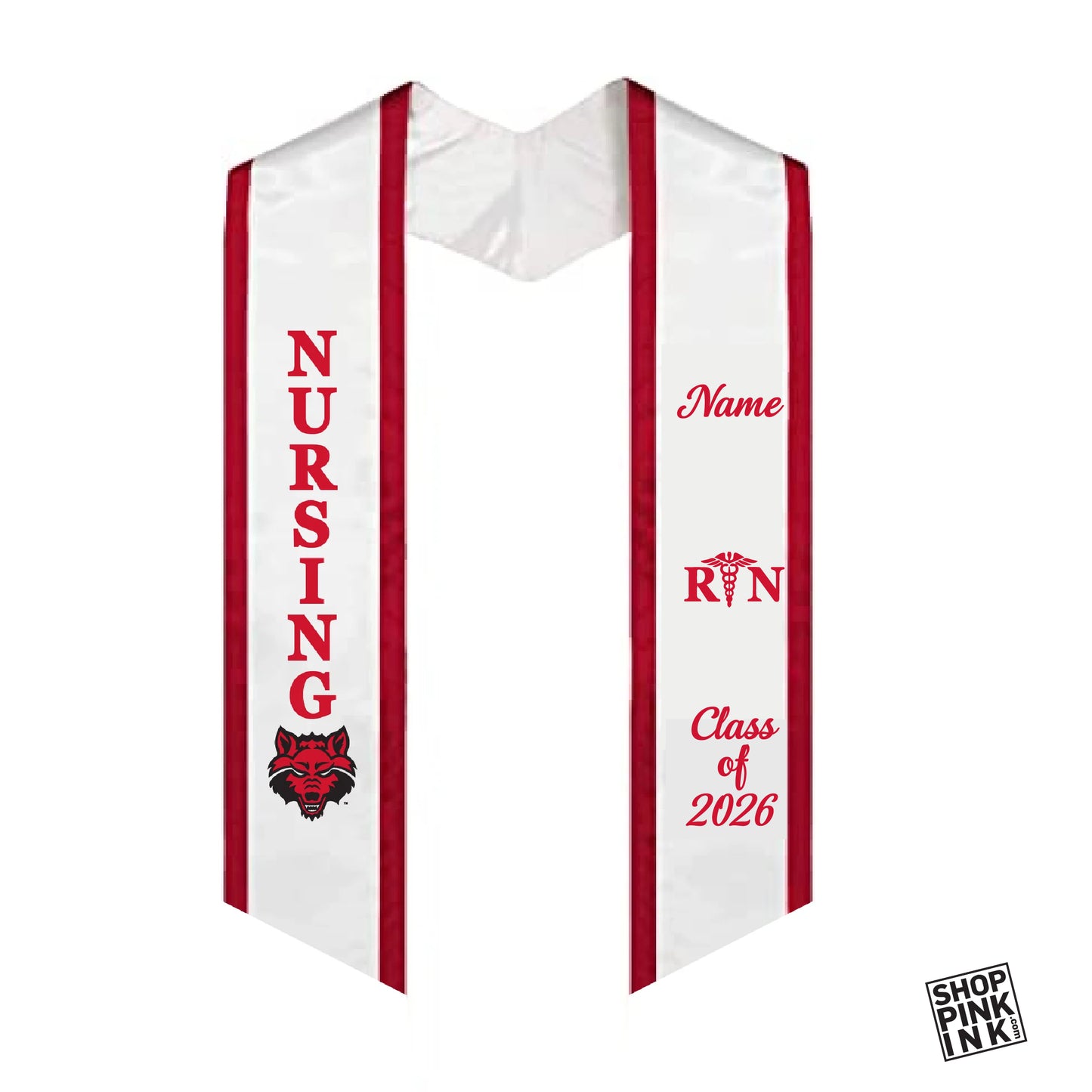 ASTATE - College of Nursing and Health Professionals - Graduation Stole - RN Howl Logo